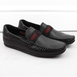 Leather comfortable men's shoes, black moccasins, Bugatti NN153216 1 Leather comfortable men's shoes, black moccasins, Bugatti NN153216 1