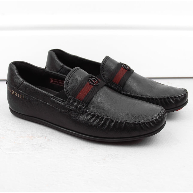 Leather comfortable men's shoes, black moccasins, Bugatti NN153216 1 Leather comfortable men's shoes, black moccasins, Bugatti NN153216 1