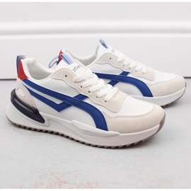 Men's white lace-up sports shoes Atletico 23721 1