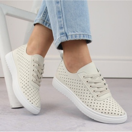 Women's openwork sports shoes, beige Sabatina 0819 1