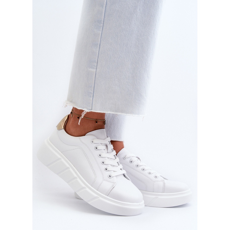 Women's Leather Sneakers on the Platform, White Danida 2