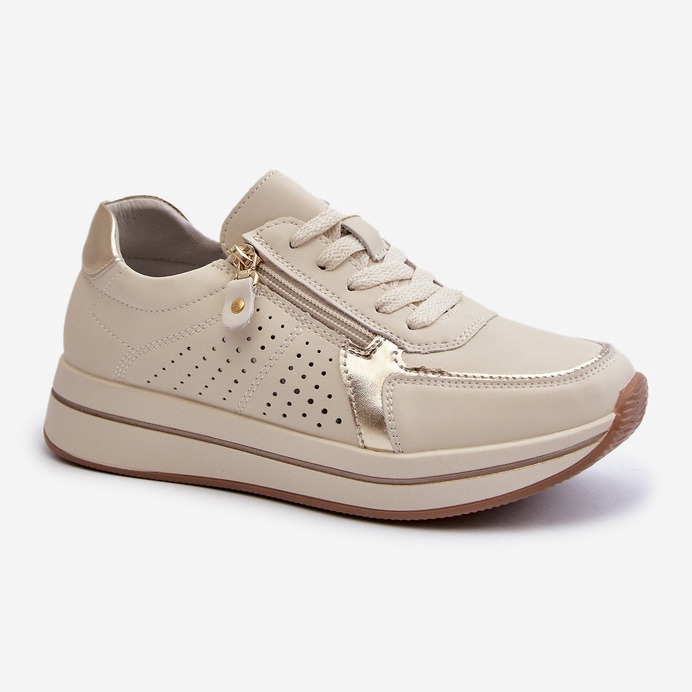 Women's Leather Sneakers on the Beige Ligustra Platform 1 Women's Leather Sneakers on the Beige Ligustra Platform 1