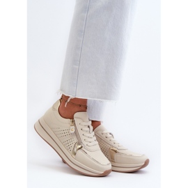 Women's Leather Sneakers on the Beige Ligustra Platform 2