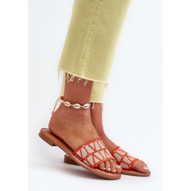 Women's Flat Flip Flops Orange Traivea 2