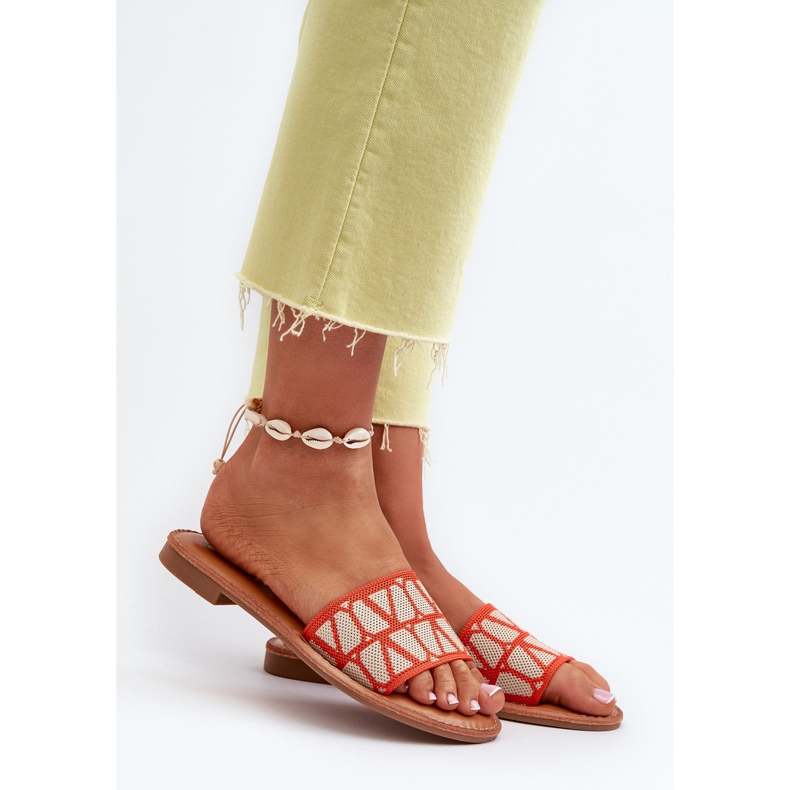 Women's Flat Flip Flops Orange Traivea 2