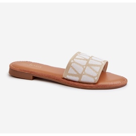 Women's Flat-Heeled Flip-Flops Beige Traivea 1
