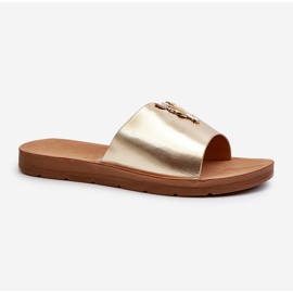 Women's Flip-Flops On a Flat Sole With Eco Leather Decoration, Gold Makia golden 1