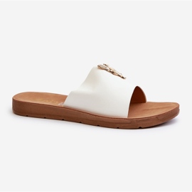 Women's Flip-Flops On a Flat Sole With Decoration, Eco Leather, White Makia 1