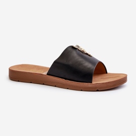 Women's Flip-Flops On a Flat Sole With Decoration, Eco Leather, Black Makia 1