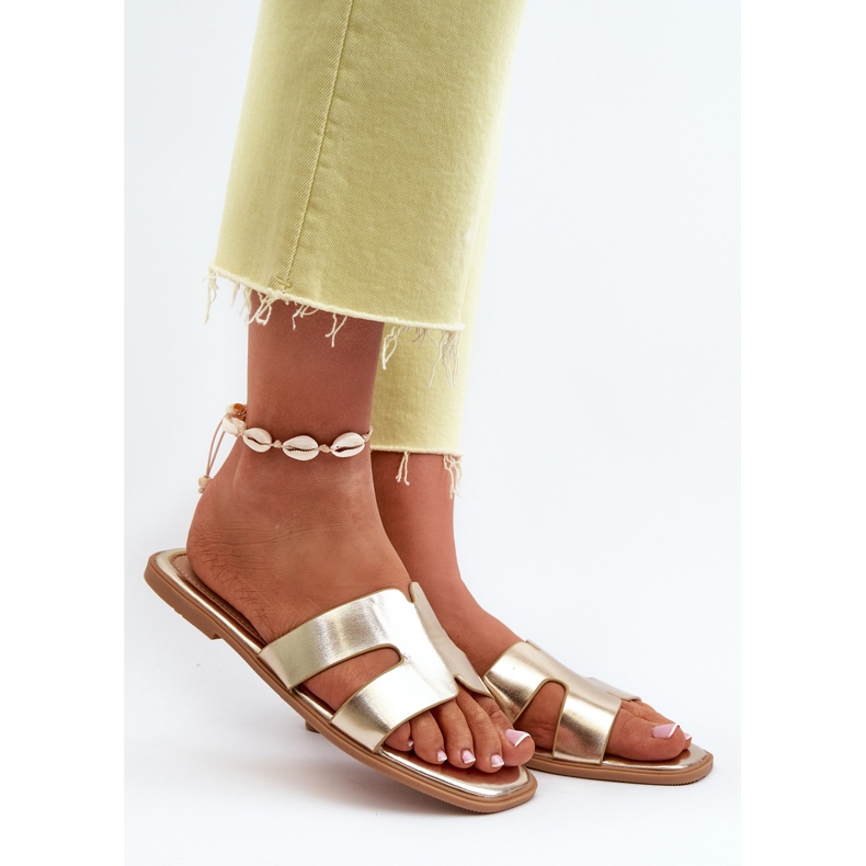 Women's Flat Flip-Flops with Cutouts Gold Fiviama golden 2