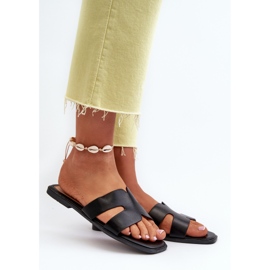 Women's Flat Flip-Flops With Cutouts Black Fiviama 2