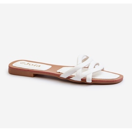 Women's Eco Leather Flip-Flops with a Flat Heel, White, Moldela 1