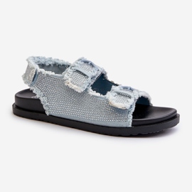Women's Decorated Denim Sandals Blue Irmale 2