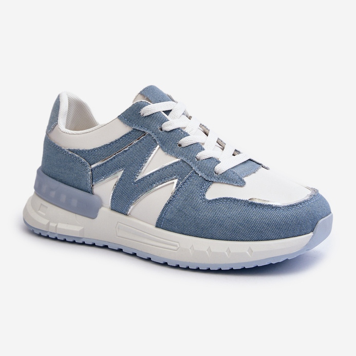 Women's Denim Sneakers Made of Eco Leather, Blue Kaimans 1