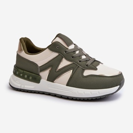 Women's Sneakers Made of Eco Leather, Green Kaimans 1