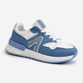 Women's Denim Sneakers Made of Eco Leather, Blue Vinelli 1
