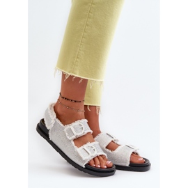 Women's Decorated Denim Sandals White Irmale 2