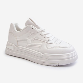 Women's Platform Sneakers Made of Eco Leather, White Lynnette 1