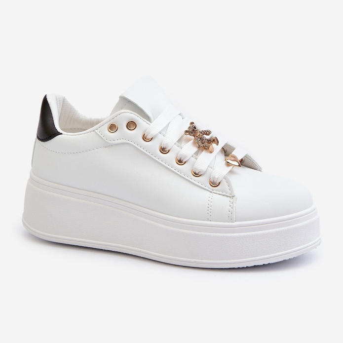 Women's Platform Sneakers With Eco Leather Pins, White Cavisa 1