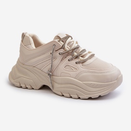 Women's Sneakers On A Massive Sole With Decorative Lacing Beige Relissa 2