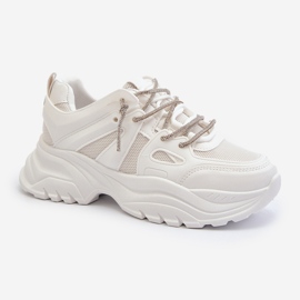 Women's Sneakers On A Massive Sole With Decorative Lacing White Relissa 1