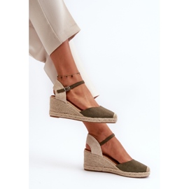 Suede Espadrilles Wedge Sandals Green Cammer 1