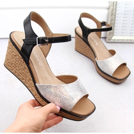 Women's silver wedge sandals Sergio Leone SK229 1
