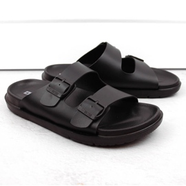 Men's foam flip-flops with buckles, black Big Star NN174597 1 Men's foam flip-flops with buckles, black Big Star NN174597 1