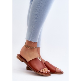 Women's Eco Leather Flip-Flops with a Flat Heel, Brown Maliha 2