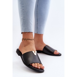 Women's Eco Leather Flip-Flops with a Flat Heel, Black Maliha 2