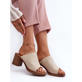 Elegant, light women's slippers with high heels, Beige Varnila brown 7