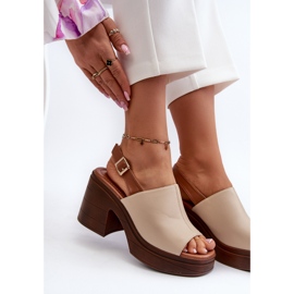 Vinceza Beige Women's Sandals Made of Eco Leather With Massive Heels and Platform Beige Meeyah 1 Vinceza Beige Women's Sandals Made of Eco Leather With Massive Heels and Platform Beige Meeyah 1