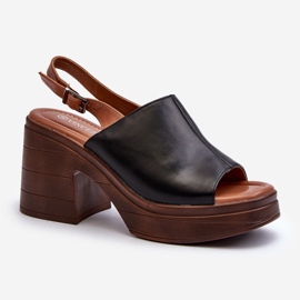 Vinceza Women's Sandals Made of Eco Leather with a Chunky Heel and a Platform, Black Meeyah 1