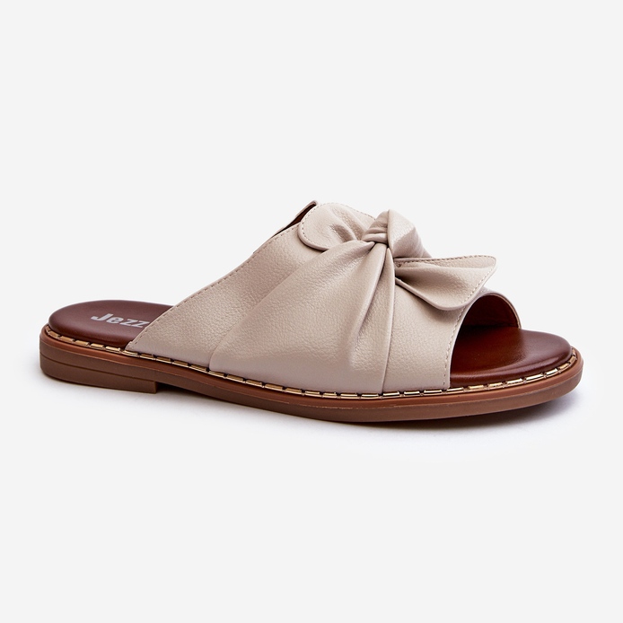 Women's Flat-Heeled Flip-Flops Beige Nelvira 1