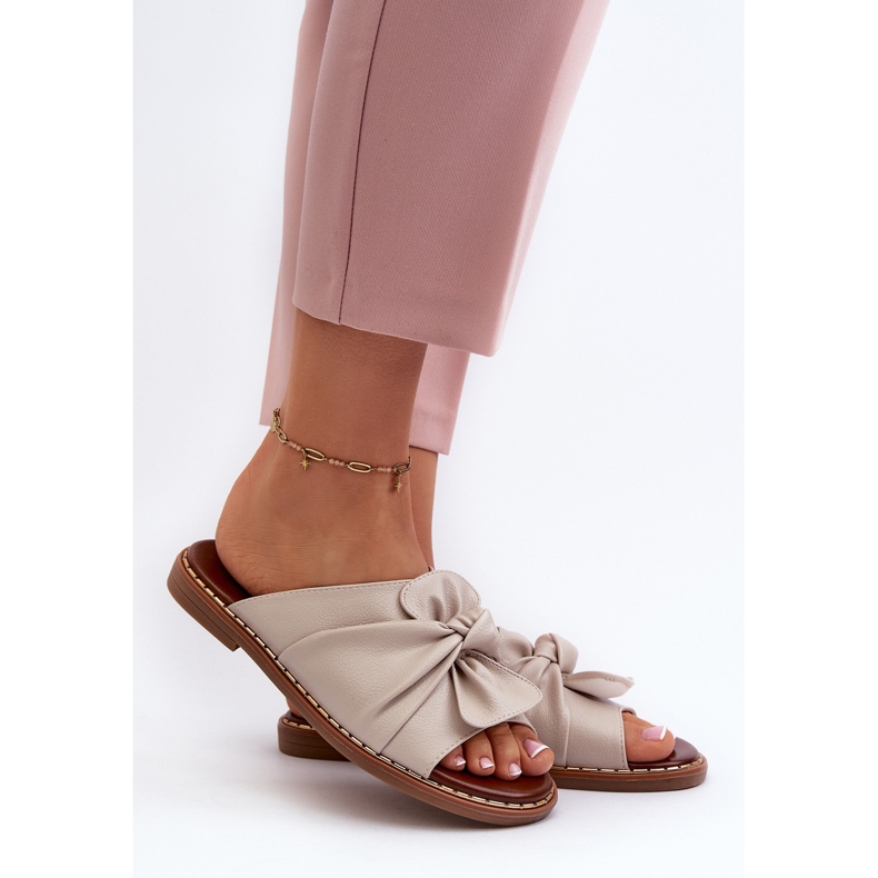 Women's Flat-Heeled Flip-Flops Beige Nelvira 2