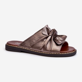 Women's Flat-Heeled Copper Flip-Flops Nelvira brown 1 Women's Flat-Heeled Copper Flip-Flops Nelvira brown 1