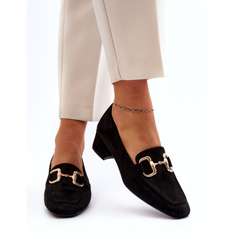 Bellucci Low-heeled block pumps with a decoration, black 3