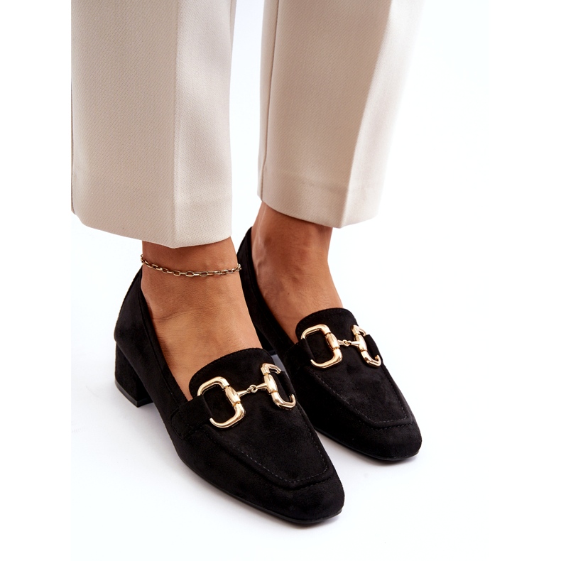 Bellucci Low-heeled block pumps with a decoration, black 1