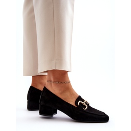 Bellucci Low-heeled block pumps with a decoration, black 2