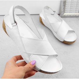 Women's leather velcro sandals, white, T.Sokolski L311 1