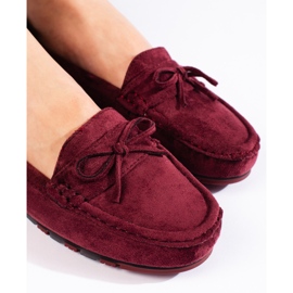 Women's burgundy suede moccasins red 2