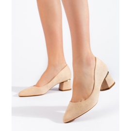 Suede beige low-heeled pumps 1 Suede beige low-heeled pumps 1