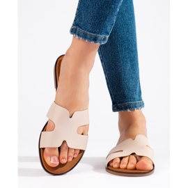 Beige women's flat flip-flops 1