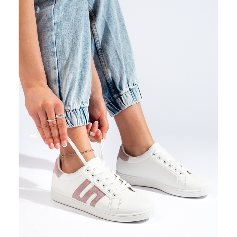 White and pink women's sneakers 1
