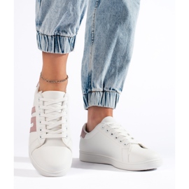 White and pink women's sneakers 2