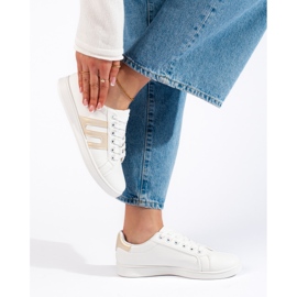 White and gold women's sneakers 2