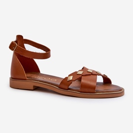 Zazoo 40378 Women's Flat Leather Sandals, Brown 2