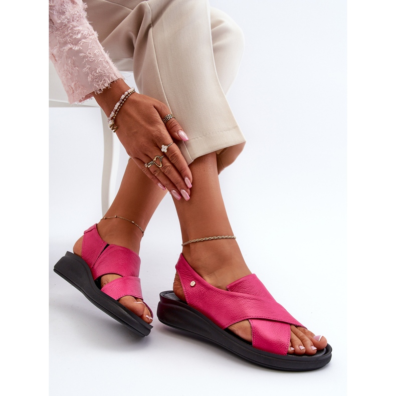 Zazoo 40392 Women's Leather Sandals Fuchsia pink 1