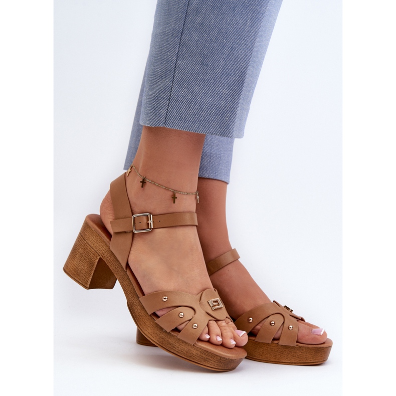 Women's High Heel Sandals Made of Eco Leather, Brown Assames 2 Women's High Heel Sandals Made of Eco Leather, Brown Assames 2