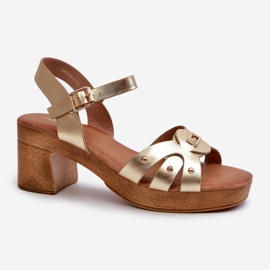 Women's High Heel Sandals Made of Eco Leather, Golden Assames 1 Women's High Heel Sandals Made of Eco Leather, Golden Assames 1